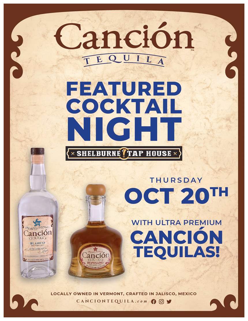 Cancion Tequila featured cocktail night poster 10/20/22