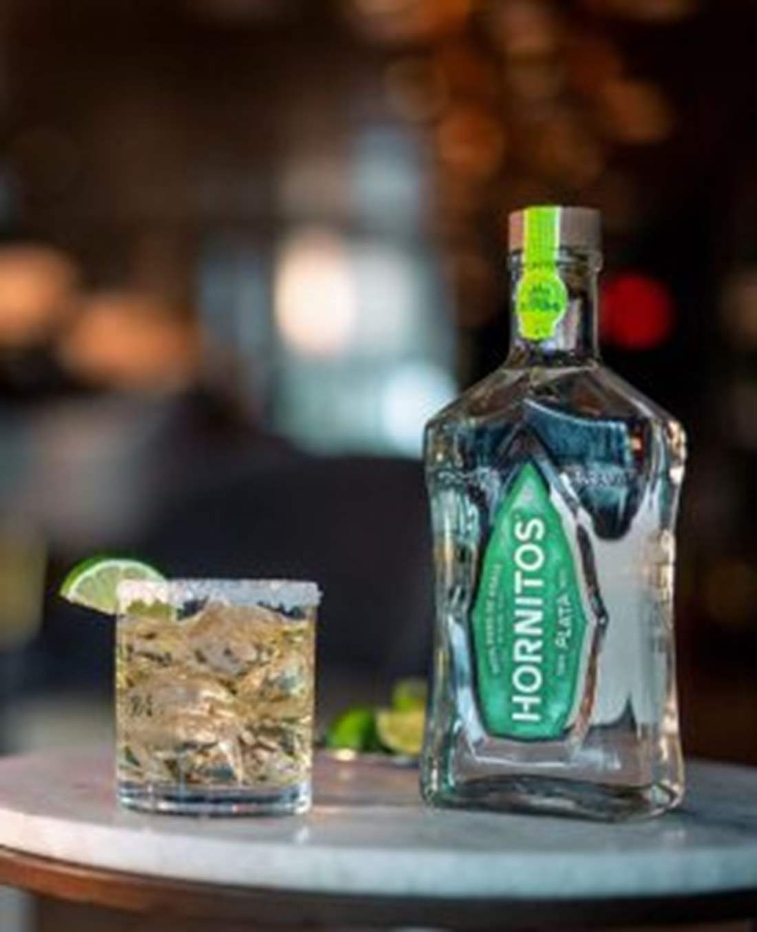 Hornitos tequila and cocktail on the rocks w/ salt rim