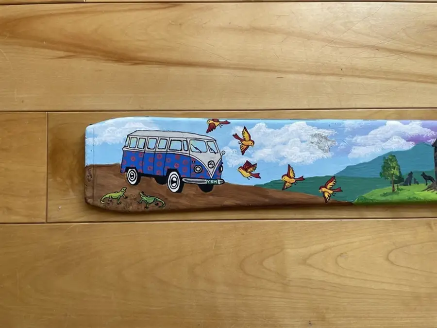 Photo of Artwork on ski made for ski show 